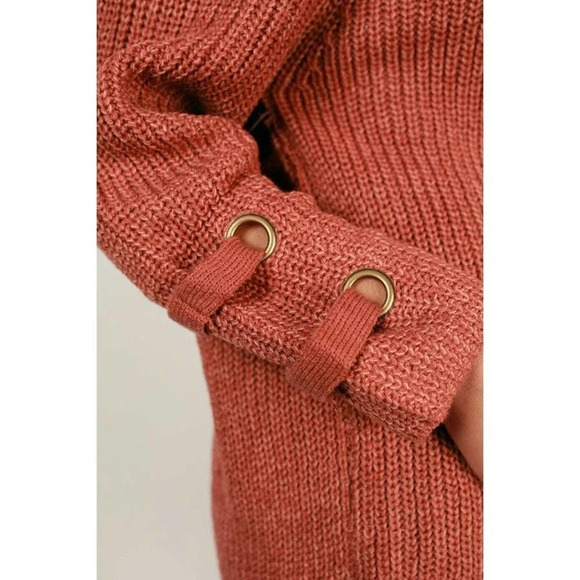 One Star Sugar and Spice Lace Up Sweater in Rustic Rose Size Small Cozy Sweater - Picture 6 of 12